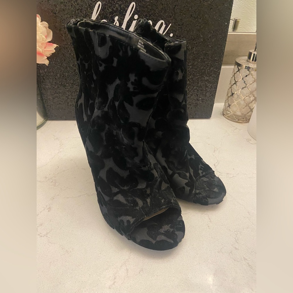 Velvet Floral Booties